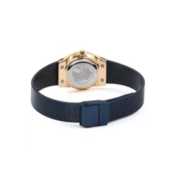 BERING relógio de quartzo Classic para mulher 26mm ouro rosa aço inoxidável malha mostrador raios de sol castanho