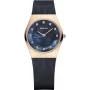 BERING relógio de quartzo Classic para mulher 26mm ouro rosa aço inoxidável malha mostrador raios de sol castanho