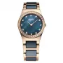 Relógio de quartzo para mulher BERING Classic 26mm aço inoxidável bracelete milanesa mostrador azul sunray 32426-767