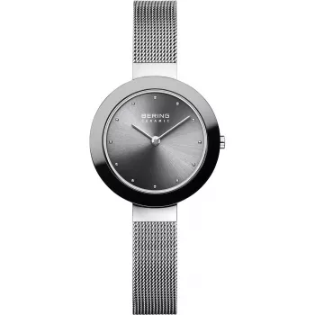 Relógio de quartzo de mulher Bering Classic 29mm ouro rosa castanho malha Milanese