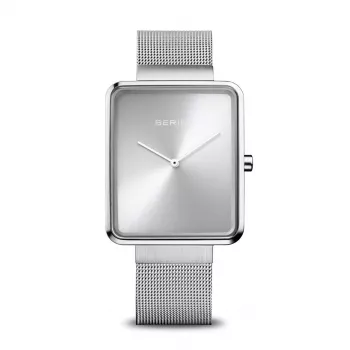 Bering Relógio de quartzo clássico para mulher 33 mm prata aço inoxidável