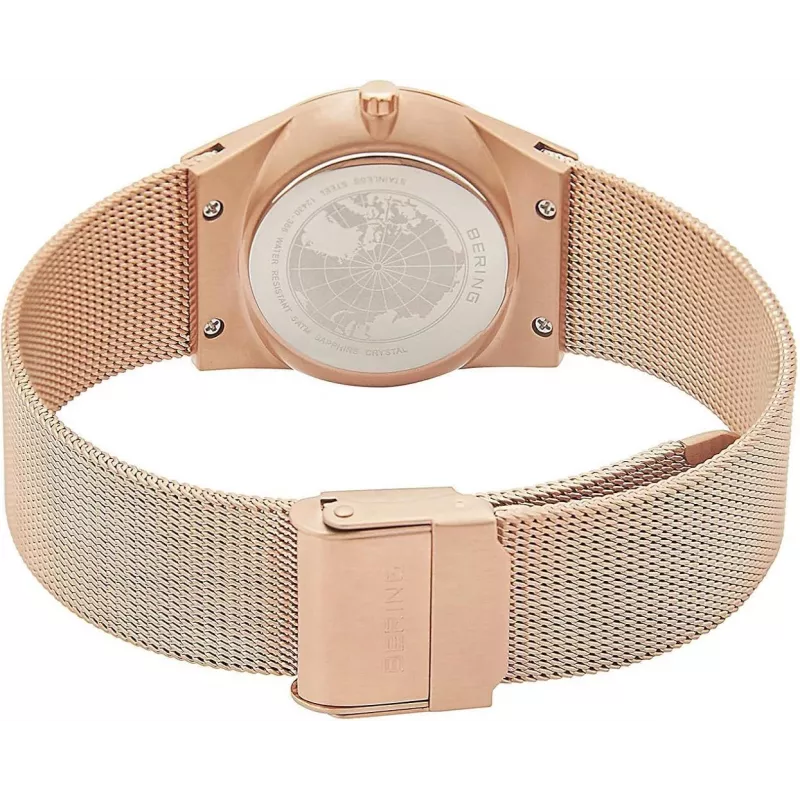BERING Relógio mulher 12430-366 30 mm Aço inoxidável dourado rosa Mostrador sunray castanho