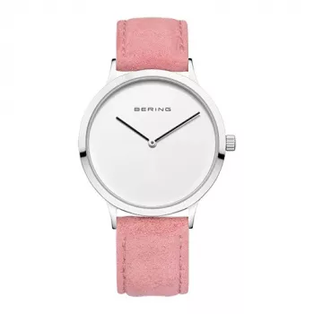 BERING relógio para senhora 14937-604 39mm mostrador azul bracelete de malha milanesa prateada