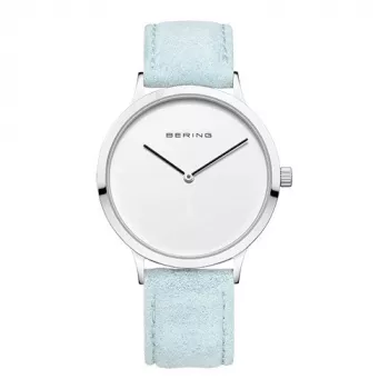Relógio de mulher BERING 14937-804 (39 mm) - malha de aço inoxidável ouro rosa, mostrador azul