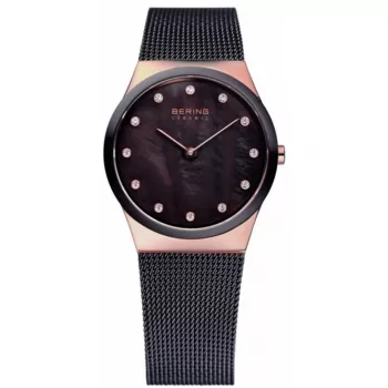 BERING relógio para mulher 32230-262 30mm ouro rosa aço inoxidável mostrador raios de sol castanho