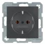 Berker 41431606 Tomada SCHUKO Alumínio – 16A 250V IP44 Encastrar com Tampa Basculante
