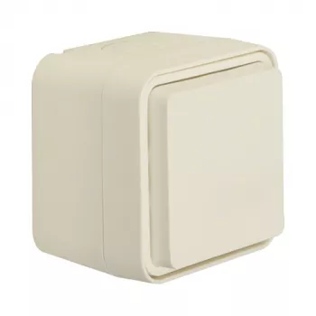 Tomada SCHUKO para ambientes húmidos Berker 47403512 com tampa basculante, saliente, branco polar, série W.1