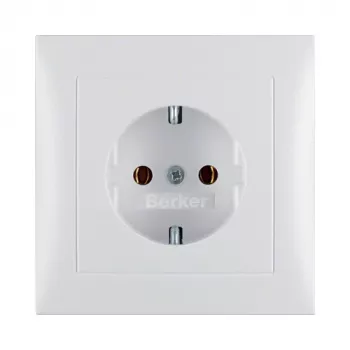 Tomada de embutir Berker 47429909 com tampa S.1, Schuko Type F, 16A 250V, branco polar