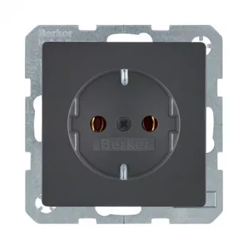 Tomada SCHUKO Berker Q.1/Q.3 1 tomada antracite velvet 16A 250V para embutir