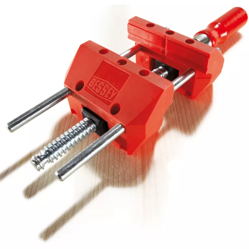 Torno de bancada mini BESSEY S10-ST S 10, vermelho, 100 mm de abertura, 50 mm de profundidade, com 2 grampos de mesa