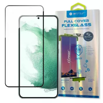 Bestsuit 3D Edge Nano Flexi Glass Protetor de ecrã completo em vidro temperado com moldura para Samsung Galaxy S22+ (S22 Plus) transparente