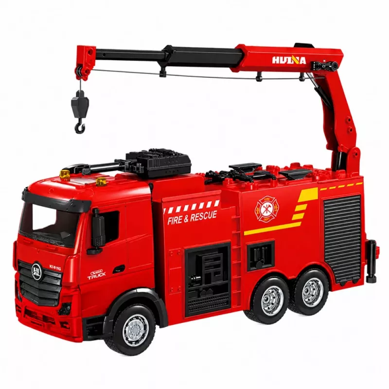 Camião de bombeiros telecomandado Huina 1362 com grua e canhão de água, 1:18