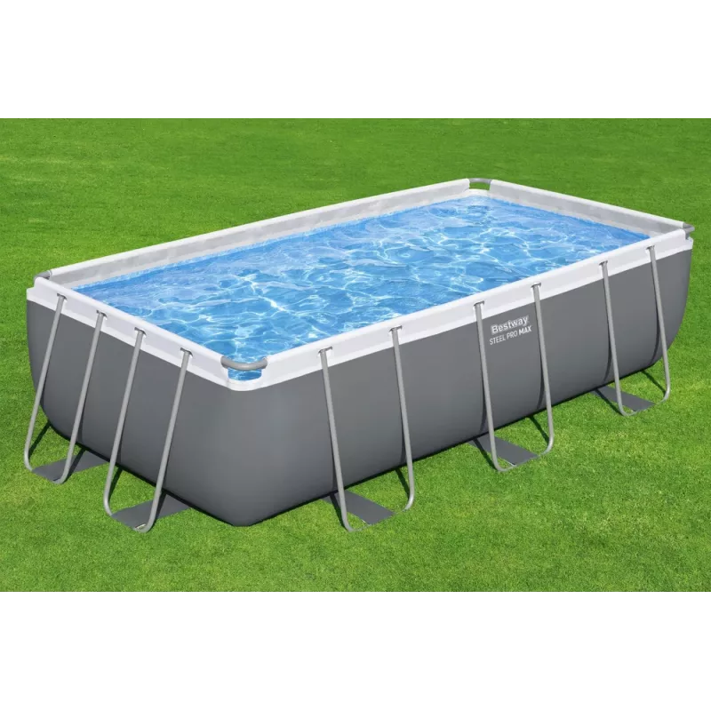 Piscina Bestway Frame Pool 404 x 201 x 100 cm retangular com bomba de filtro, escada, cobertura e doseador ChemConnect