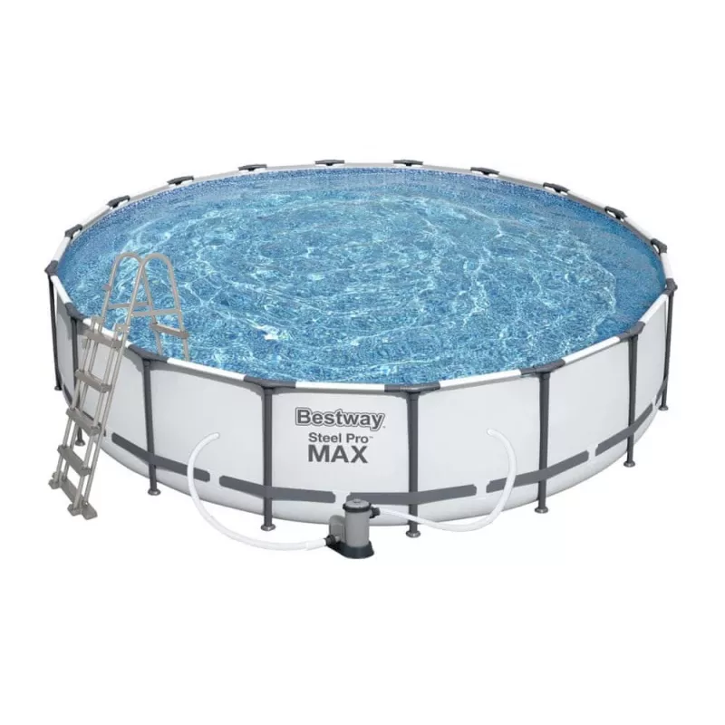 Piscina Bestway Steel Frame 549 x 122 cm (18 ft x 48 in) Piscina Redonda com Bomba de Filtro, Escada, Cobertura - 56462