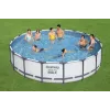 Piscina Bestway Steel Frame 549 x 122 cm (18 ft x 48 in) Piscina Redonda com Bomba de Filtro, Escada, Cobertura - 56462