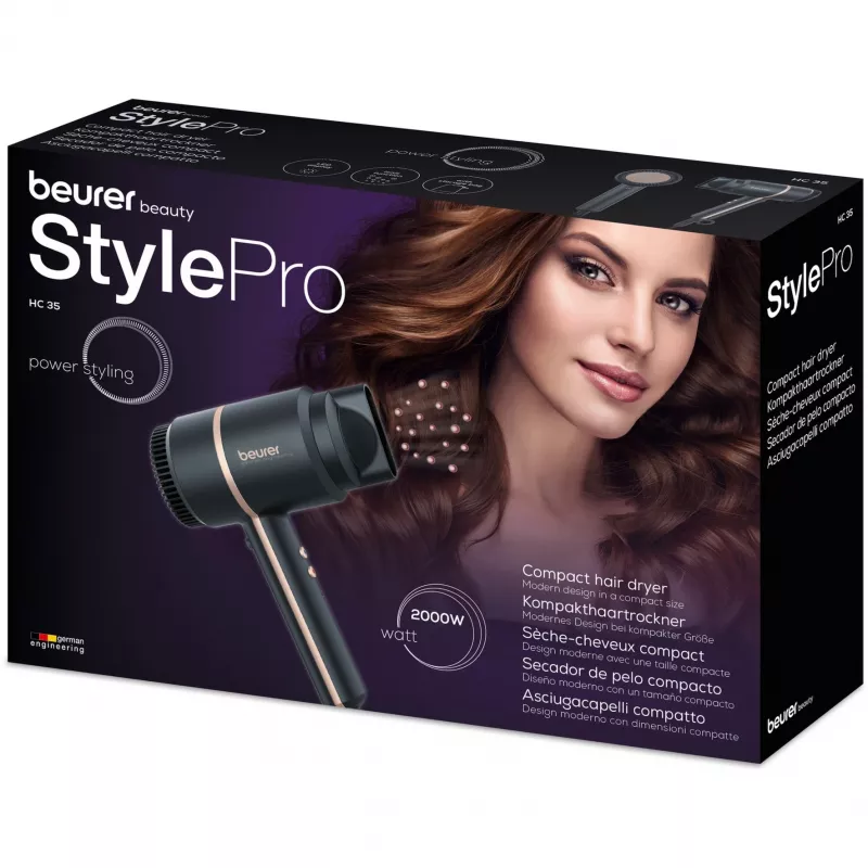 Beurer HC 35 Secador de cabelo compacto - 1600 W iões com cabo dobrável (59392)