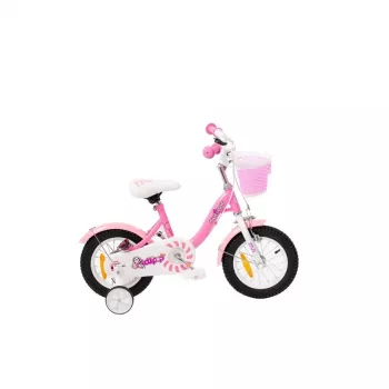 Bicicleta MTB para raparigas 12 polegadas Bimbo Bike Rosa/Branco