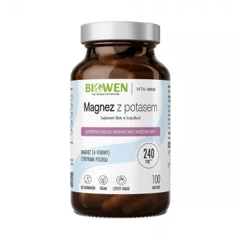 Magnésio BIOWEN 4x com potássio – 100 cápsulas – suplemento alimentar vegano