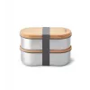 Recipiente de conservação black+blum Oval Box 0,5 L com tampa de bambu e base de aço inoxidável