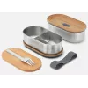 Recipiente de conservação black+blum Oval Box 0,5 L com tampa de bambu e base de aço inoxidável