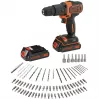 BLACK+DECKER Berbequim de impacto sem fio 18V BDCHD18BAFC, preto/laranja, 2 baterias de iões de lítio 1,5 Ah, conjunto de 80 acessórios, mala