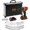 BLACK+DECKER Berbequim de impacto sem fio 18V BDCHD18BAFC, preto/laranja, 2 baterias de iões de lítio 1,5 Ah, conjunto de 80 acessórios, mala