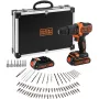 BLACK+DECKER Berbequim de impacto sem fio 18V BDCHD18BAFC, preto/laranja, 2 baterias de iões de lítio 1,5 Ah, conjunto de 80 acessórios, mala