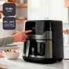 Fritadeira de ar quente digital BLACK+DECKER BXAF8001E 8L, 1700W, 8 programas, cesto antiaderente, Preto