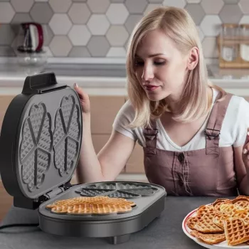 Máquina de waffles belgas BLACK+DECKER BXFC3200E 1400 W – antiaderente, termostato regulável, aço inoxidável