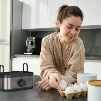 Máquina de cozer ovos BLACK+DECKER BXKS4800E, 400 W, 6 ovos, moles/médios/duros, preta