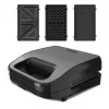 Máquina de sanduíches, máquina de waffles e grelhador 3 em 1 BLACK+DECKER BXSA754E com 3 placas antiaderentes intercambiáveis, 750 W, aço inoxidável