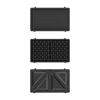 Máquina de sanduíches, máquina de waffles e grelhador 3 em 1 BLACK+DECKER BXSA754E com 3 placas antiaderentes intercambiáveis, 750 W, aço inoxidável
