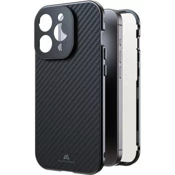 Black Rock Cover 360° vidro para Apple iPhone 16 Pro, fibra de carbono verdadeira (00228093)