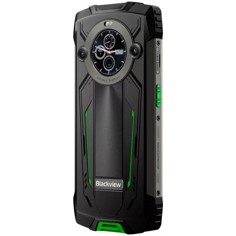 Blackview BV8200 Smartphone robusto 4G LTE 6.5 polegadas FHD+ 120Hz, ecrã secundário 1.3 polegadas, 12GB RAM, 256GB armazenamento, bateria 8800mAh, câmaras traseiras 50MP+13MP, câmara frontal 32MP, IP68/IP69K/MIL-STD-810H, NFC, impressão digital, Verde