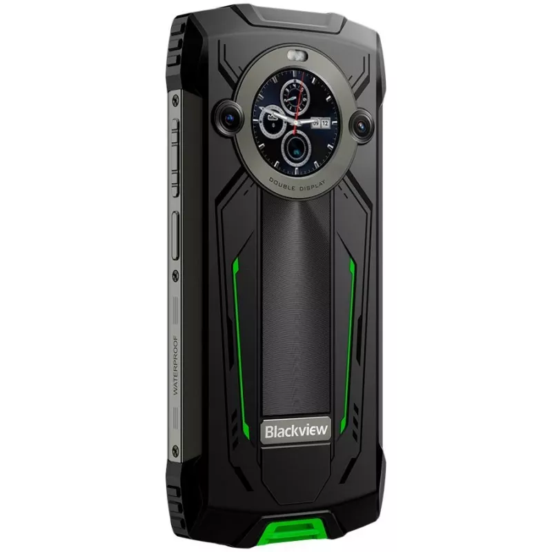 Blackview BV8200 Smartphone robusto 4G LTE 6.5 polegadas FHD+ 120Hz, ecrã secundário 1.3 polegadas, 12GB RAM, 256GB armazenamento, bateria 8800mAh, câmaras traseiras 50MP+13MP, câmara frontal 32MP, IP68/IP69K/MIL-STD-810H, NFC, impressão digital, Verde