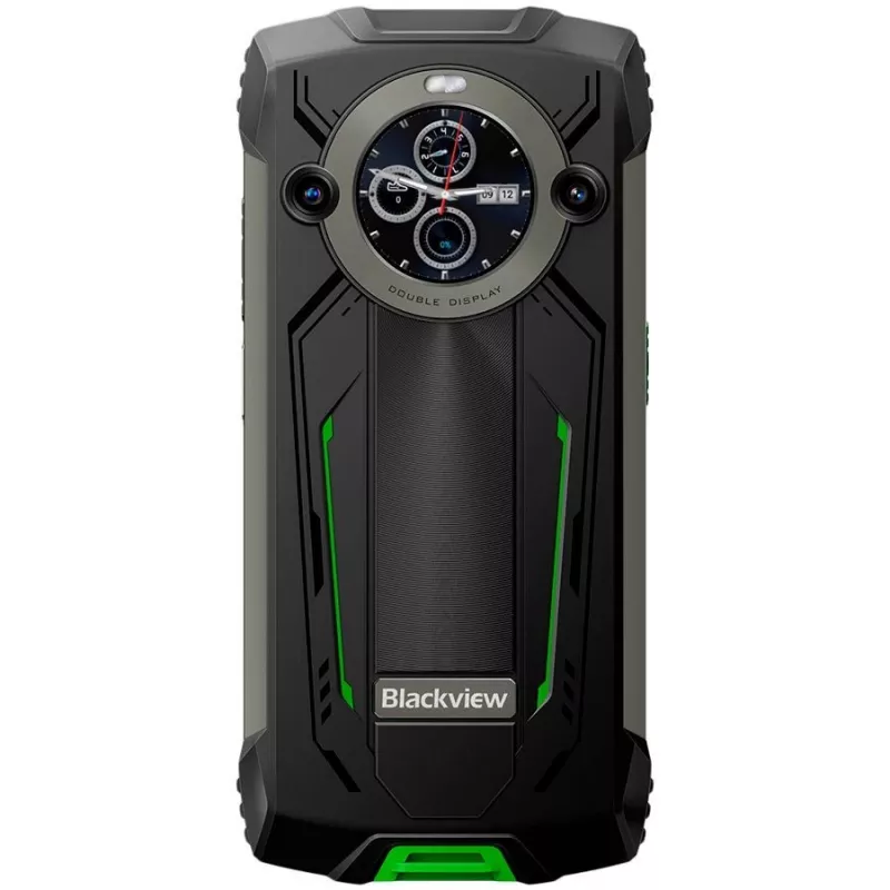 Blackview BV8200 Smartphone robusto 4G LTE 6.5 polegadas FHD+ 120Hz, ecrã secundário 1.3 polegadas, 12GB RAM, 256GB armazenamento, bateria 8800mAh, câmaras traseiras 50MP+13MP, câmara frontal 32MP, IP68/IP69K/MIL-STD-810H, NFC, impressão digital, Verde