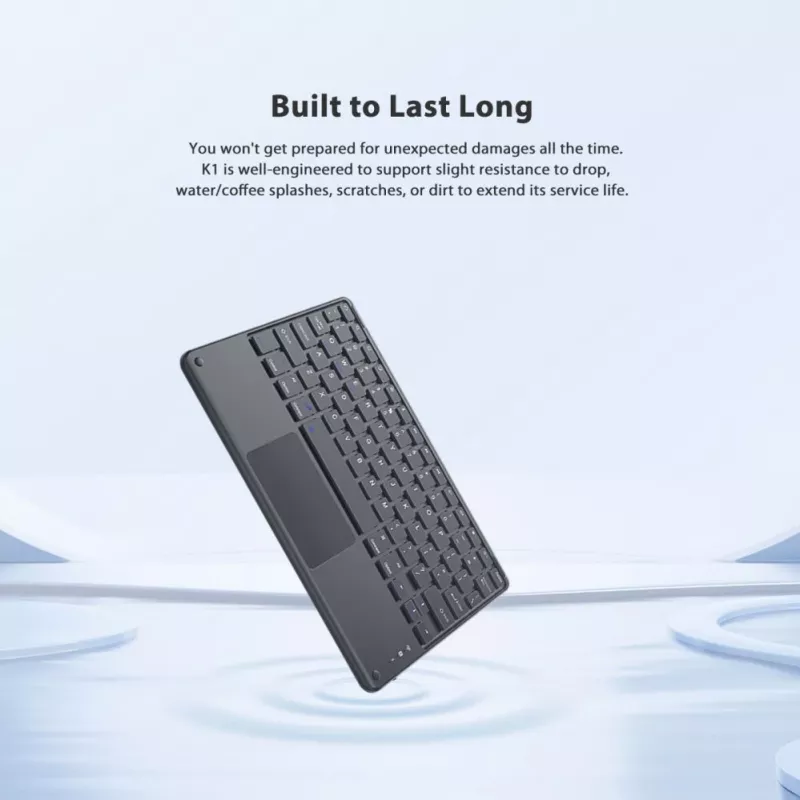 Teclado Bluetooth Blackview K1 sem fios ultra-slim 10 polegadas – bateria 280mAh, Bluetooth 3.0, compatível com Windows / Android / iOS, cinzento preto