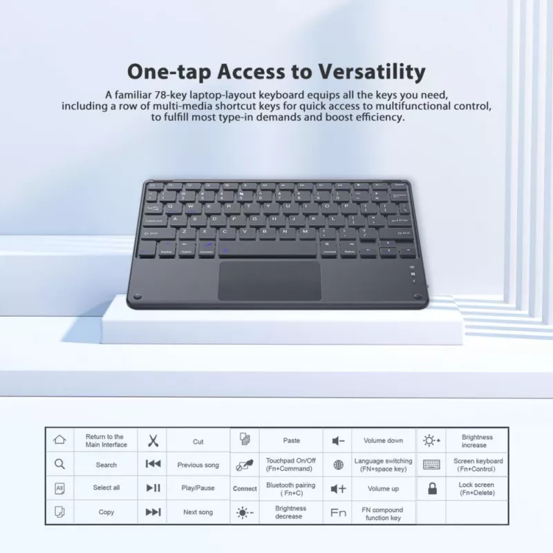 Teclado Bluetooth Blackview K1 sem fios ultra-slim 10 polegadas – bateria 280mAh, Bluetooth 3.0, compatível com Windows / Android / iOS, cinzento preto