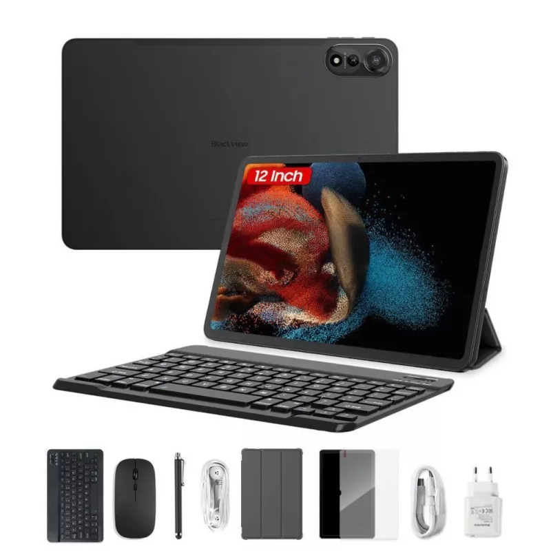 Blackview MEGA 2 Tablet 12 polegadas 6/256GB 4G LTE com conjunto de teclado, capa, stylus e rato, verde