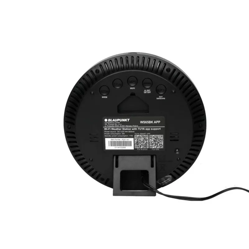 Blaupunkt WS65BK APP estação meteorológica Wi-Fi com ecrã a cores e sensor exterior – preto