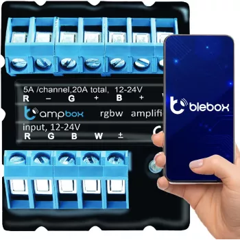 BLEBOX ampbox Controlador LED inteligente 4 canais Wi-Fi RGBW CCT 12-24V DC