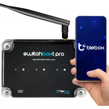 Interruptor inteligente Wi-Fi BLEBOX switchBoxT PRO com sensor de temperatura