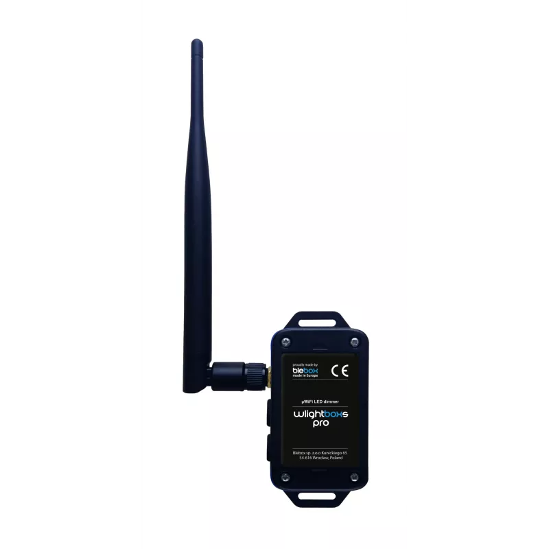 Controlador Dimmer LED Inteligente BLEBOX wLightBoxS Pro com antena externa 12-24V DC
