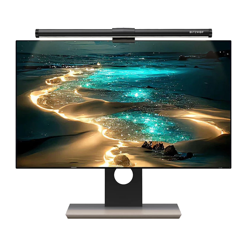 BlitzWolf BW-CML2 Luz de monitor de ar com sensor de CO2, TVOC, temperatura e humidade – Barra LED regulável, 2700-6500K, CRI Ra95, USB-C
