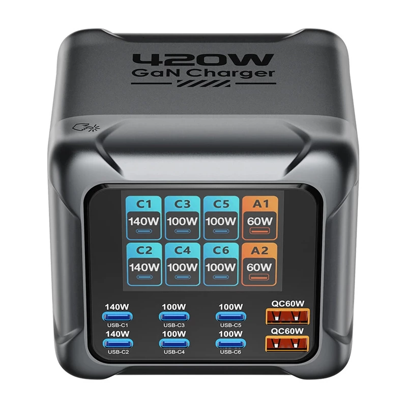 Blitzwolf BW-S33 Carregador USB-A de 8 portas 420W, preto