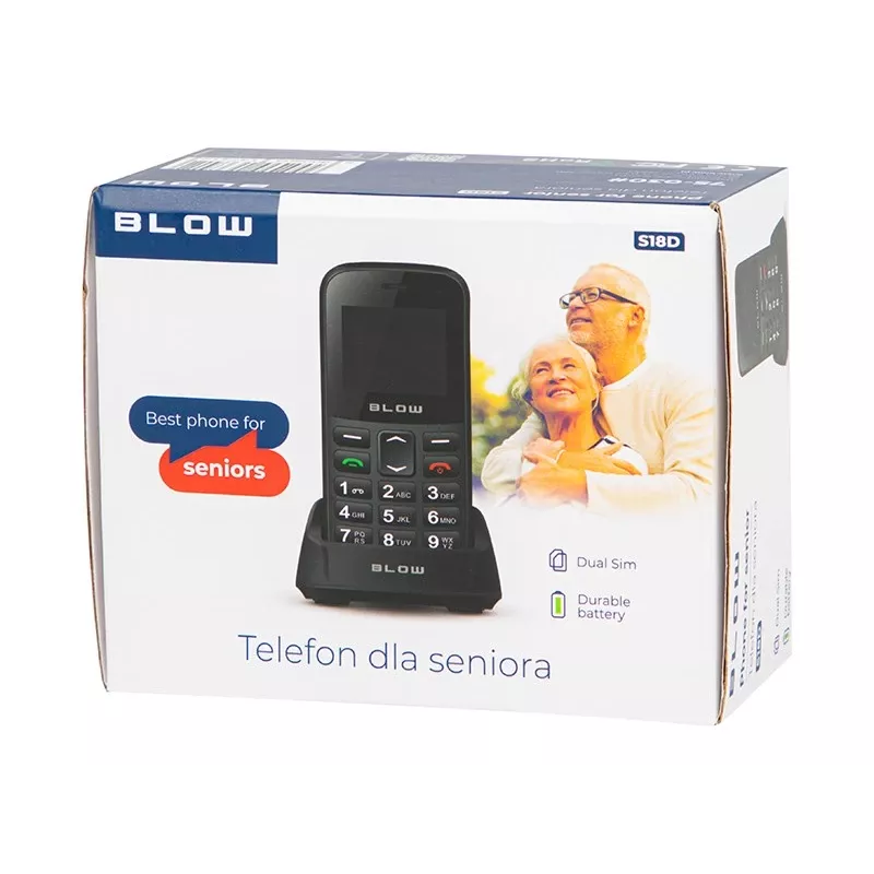 BLOW Telemóvel para seniores preto com suporte S18D
