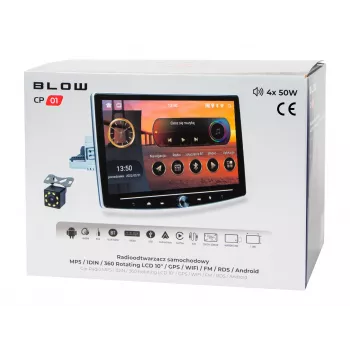 Autorrádio BLOW CP01 1DIN 10,1 polegadas Android 10 com ecrã rotativo, CarPlay e Android Auto sem fios, GPS, Wi-Fi, Bluetooth
