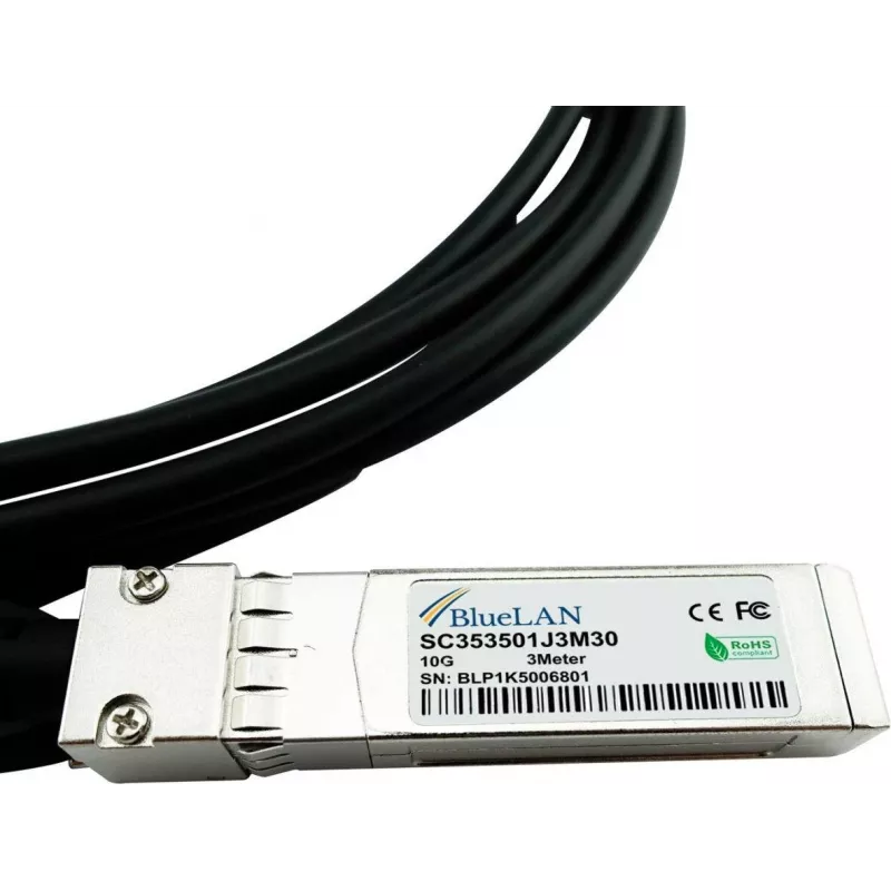 BlueLAN 10GBASE-CR Cabo Direct Attach SFP+ para SFP+ Passivo, 1,5m, Compatível com Huawei SFP+STACK-CU1M5