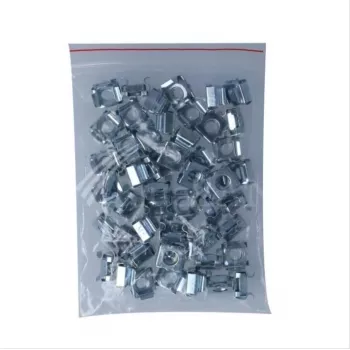 BlueOptics BlueLAN Porcas gaiola M6 e parafusos conjunto de 50 peças para armários de rede - Painel de gestão de cabos 19 polegadas - Kit de montagem aço - Prateado (BLCNS003)