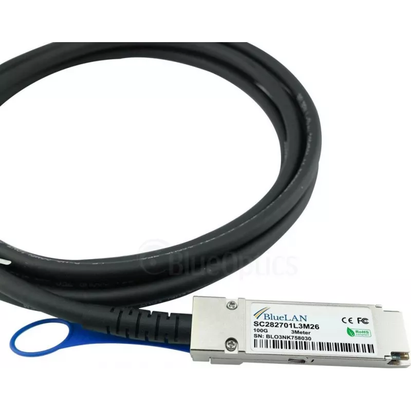 BlueOptics Dell EMC Compatível DAC-QSFP28-4SFP28-25G-BL Cabo Breakout Direct Attach Passivo 100GBASE-CR4 QSFP28 para 4x25GBASE-CR SFP28, 5m, AWG26